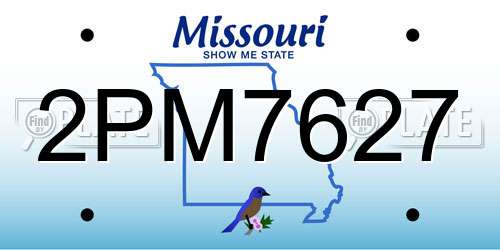 2PM7627 Missouri License Plate