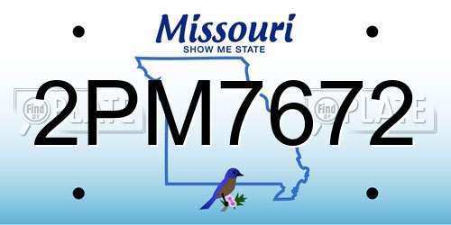 2PM7672 Missouri License Plate
