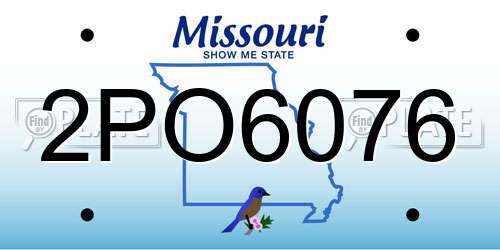 2PO6076 Missouri License Plate