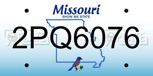 2PQ6076 Missouri License Plate