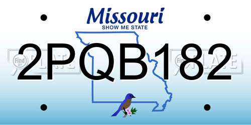 2PQB182 Missouri License Plate