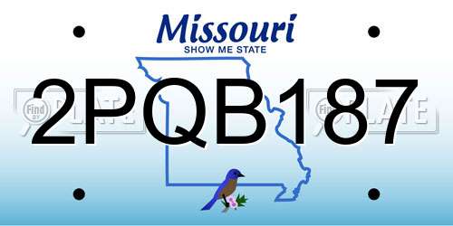 2PQB187 Missouri License Plate