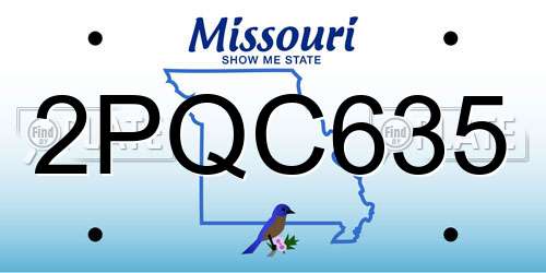 2PQC635 Missouri License Plate