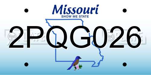 2PQG026 Missouri License Plate