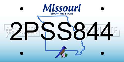 2PSS844 Missouri License Plate