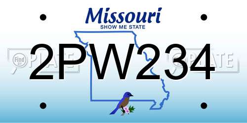 2PW234 Missouri License Plate