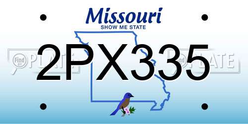 2PX335 Missouri License Plate