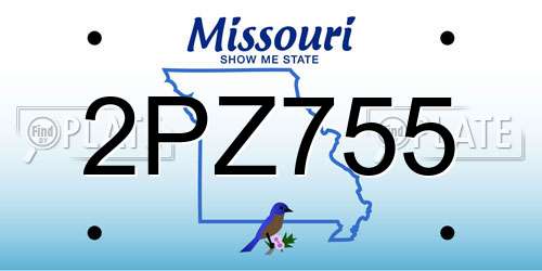 2PZ755 Missouri License Plate