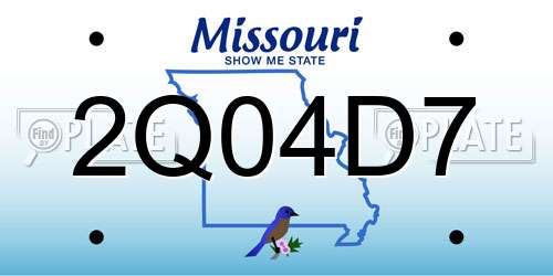 2Q04D7 Missouri License Plate