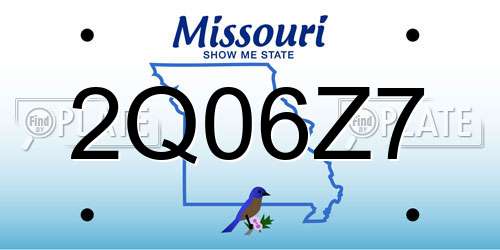 2Q06Z7 Missouri License Plate