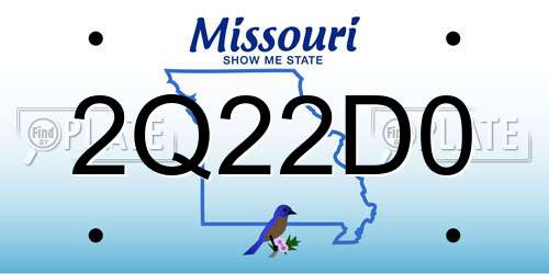 2Q22D0 Missouri License Plate