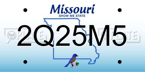 2Q25M5 Missouri License Plate