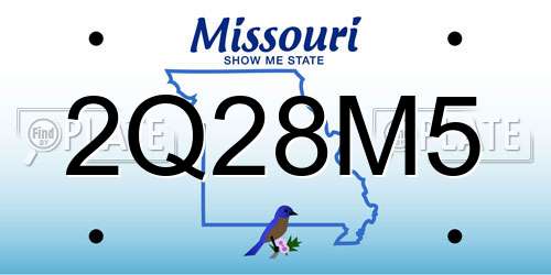 2Q28M5 Missouri License Plate