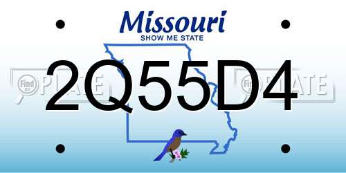 2Q55D4 Missouri License Plate