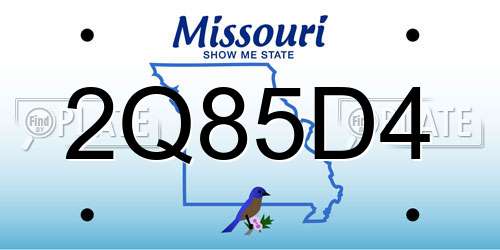 2Q85D4 Missouri License Plate