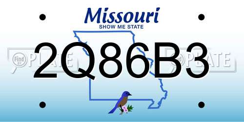 2Q86B3 Missouri License Plate