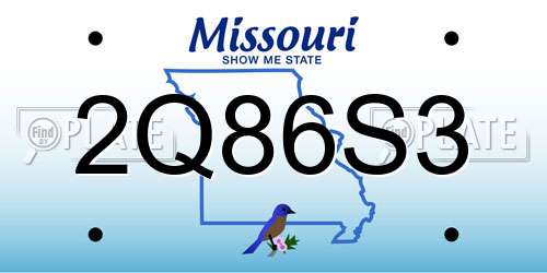 2Q86S3 Missouri License Plate