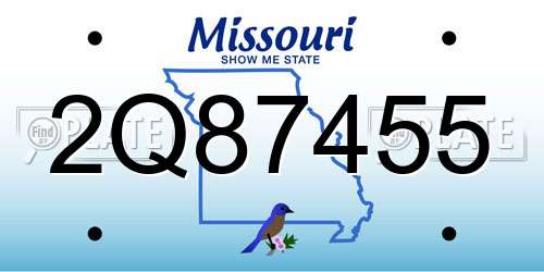 2Q87455 Missouri License Plate