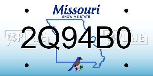 2Q94B0 Missouri License Plate