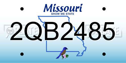 2QB2485 Missouri License Plate