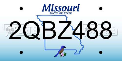 2QBZ488 Missouri License Plate