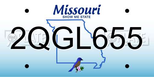 2QGL655 Missouri License Plate