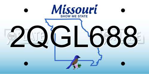 2QGL688 Missouri License Plate