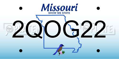 2QOG22 Missouri License Plate