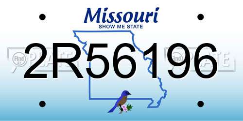 2R56196 Missouri License Plate