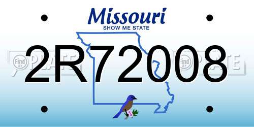 2R72008 Missouri License Plate