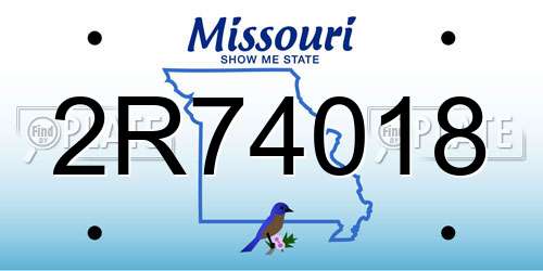 2R74018 Missouri License Plate