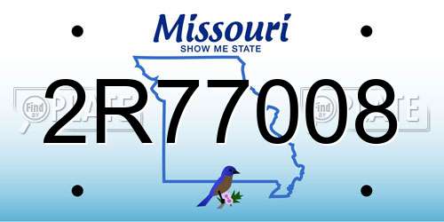 2R77008 Missouri License Plate