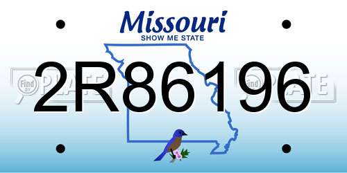 2R86196 Missouri License Plate