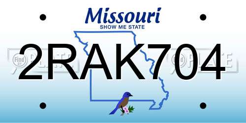 2RAK704 Missouri License Plate