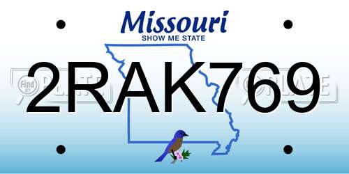 2RAK769 Missouri License Plate