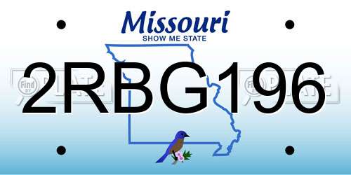 2RBG196 Missouri License Plate