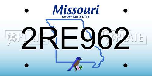 2RE962 Missouri License Plate