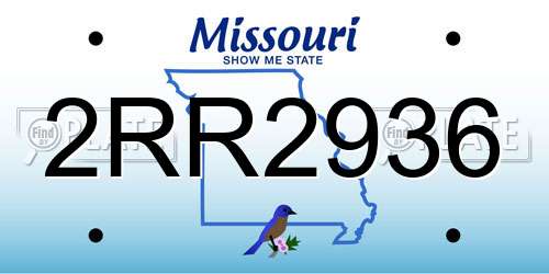 2RR2936 Missouri License Plate