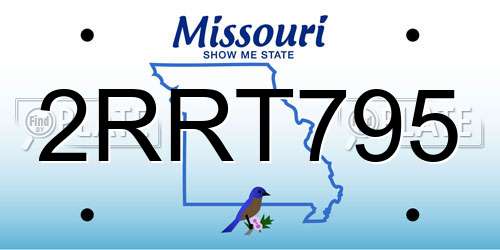 2RRT795 Missouri License Plate