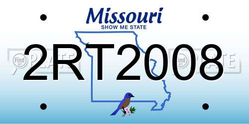 2RT2008 Missouri License Plate