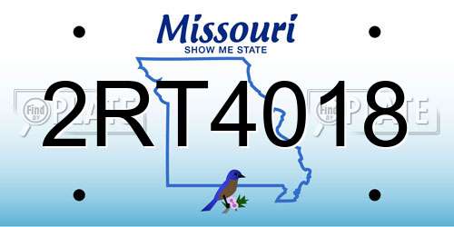 2RT4018 Missouri License Plate