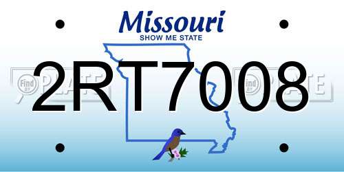 2RT7008 Missouri License Plate