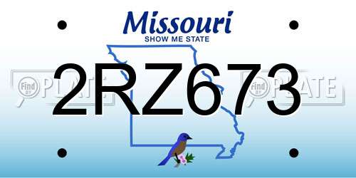 2RZ673 Missouri License Plate