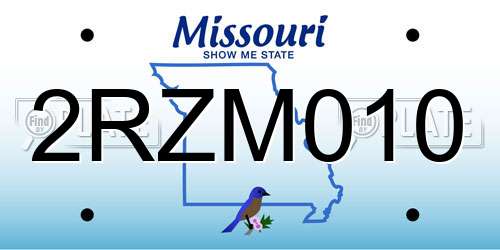 2RZM010 Missouri License Plate