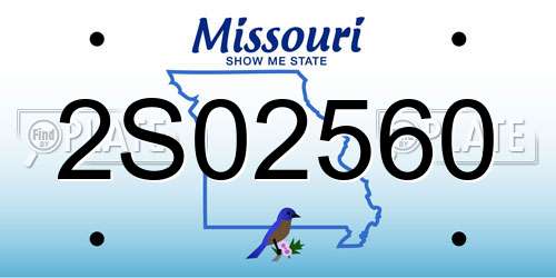 2S02560 Missouri License Plate