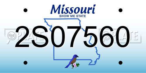 2S07560 Missouri License Plate