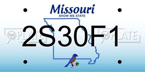 2S30F1 Missouri License Plate