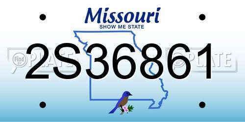 2S36861 Missouri License Plate