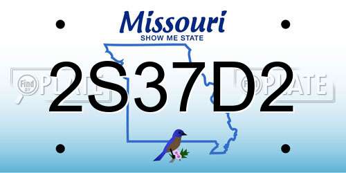 2S37D2 Missouri License Plate