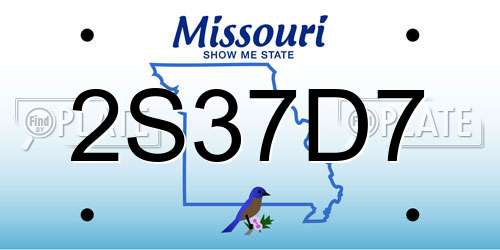 2S37D7 Missouri License Plate
